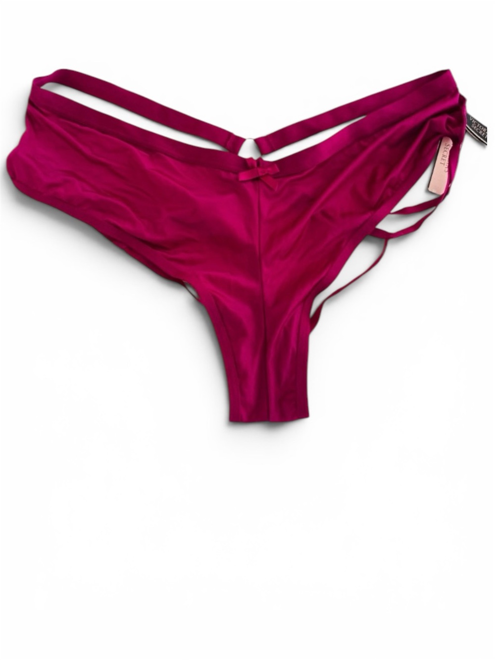 Victoria's Secret Very Sexy Cheeky Strappy Gold Ring Hardware Fuchsia Large NWT